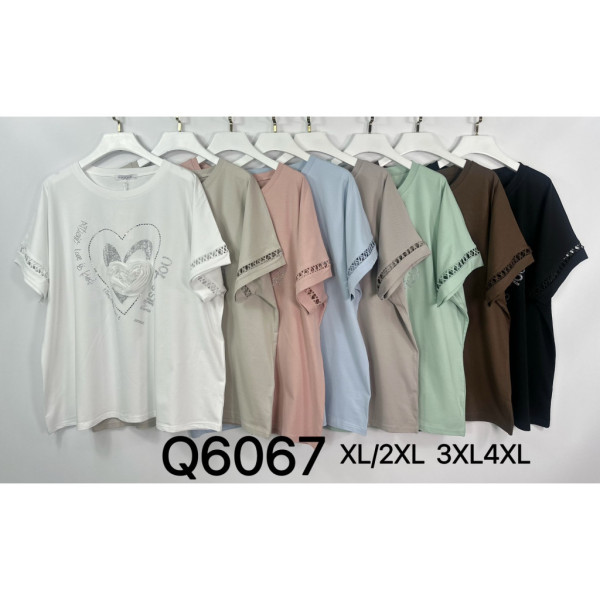 6067# микс цветов женская футболка (Kiss me, 10 ед, размеры батал: 2XL-4XL) выдача на следующий день Kiss me