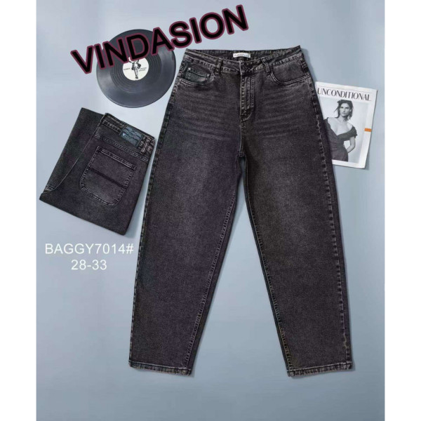 7014# черные женские джинсы (Vindasion, стрейч-коттон, 6 ед, размеры полубатал: 28-33) выдача на следующий день Vindasion