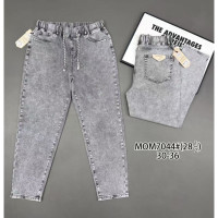 7044# серые женские джинсы на резинке (стрейч коттон, 6 ед, размеры батал: 30-36) выдача на следующий день Джинсы