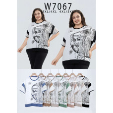 7067 # микс цветов женская футболка (10 ед, размеры батал: 3XL-5XL) выдача на следующий день Kiss me