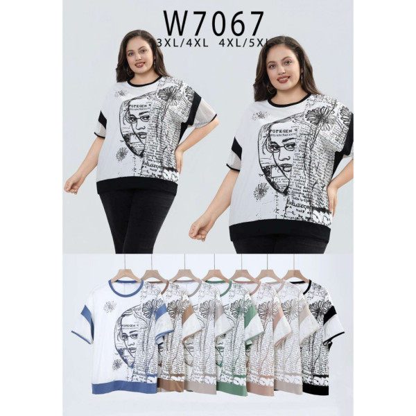 7067 # микс цветов женская футболка (10 ед, размеры батал: 3XL-5XL) выдача на следующий день Kiss me