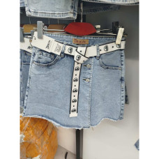 7070# голубые женские джинсовые шорты-юбка(Derun, стрейч, 6 ед, размеры полубатал: 28-33) выдача на следующий день Derun