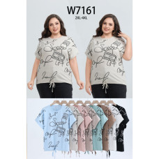 7161# микс цветов женская футболка (Kiss me, 10 ед, размеры батал: 2XL-4XL) выдача на следующий день Kiss me