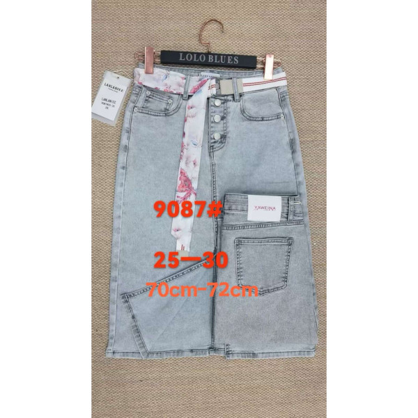 9087# серая женсикая джинсовая юбка (Lanlaniee, стрейч коттон, 6 ед, размеры норма: 25-30) выдача на следующий день LANLANIEE