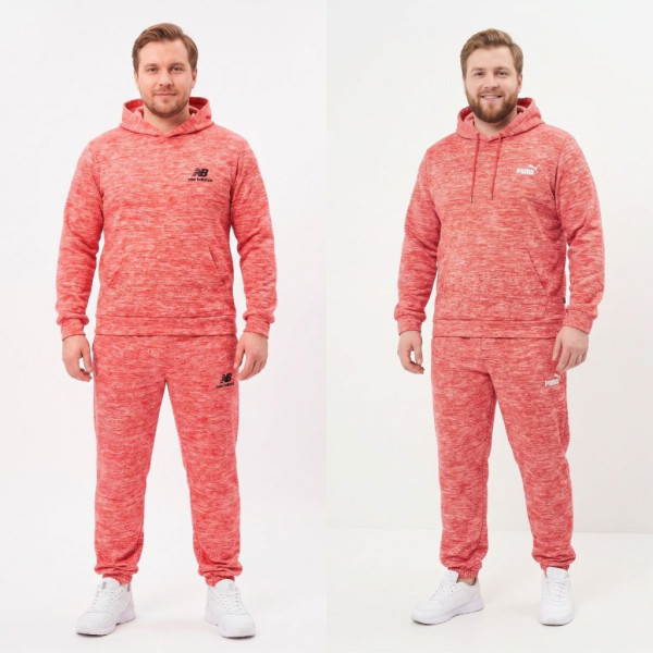 4971-599 мультибрендовый красный мужской спортивный костюм (двунитка, с капюшоном, 5ед, размеры полубатал: 50, 52, 54, 56, 58) Спортивный костюм
