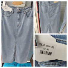 0761# голубая женская джинсовая юбка (стрейч коттон, 6 ед, размеры батал: 32-42) выдача на следующий день Юбка