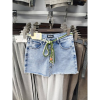 6018# голубые женские джинсовые шорты-юбка (стрейч коттон, 6 ед, размеры полубатал: 28-33) выдача на следующий день Шорты