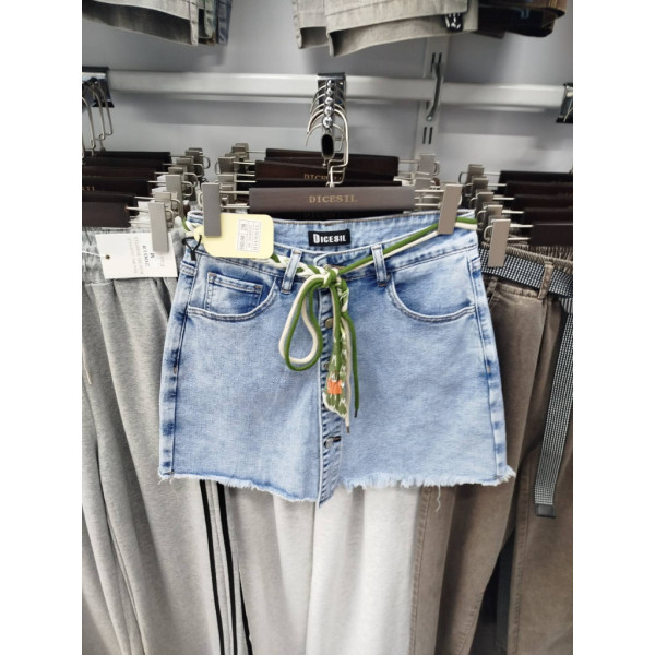 6018# голубые женские джинсовые шорты-юбка (стрейч коттон, 6 ед, размеры полубатал: 28-33) выдача на следующий день Шорты