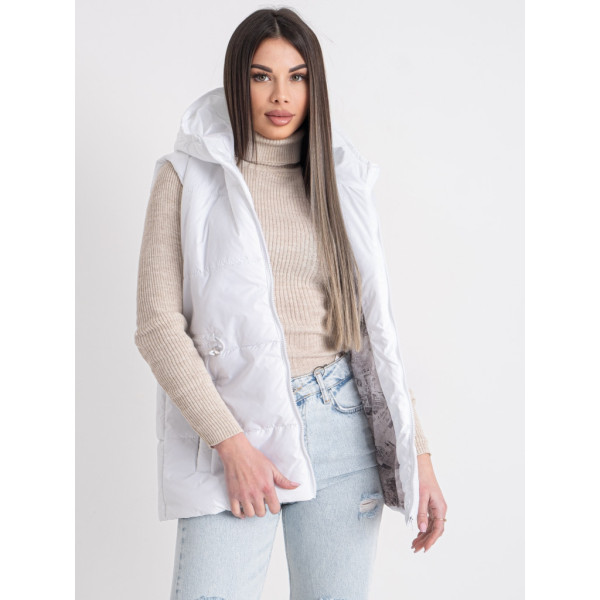 0075-10 белая женская жилетка (5'TH AVENUE, синтепон, 3 ед. размеры норма: 42. 44. 46) 5`th Avenue