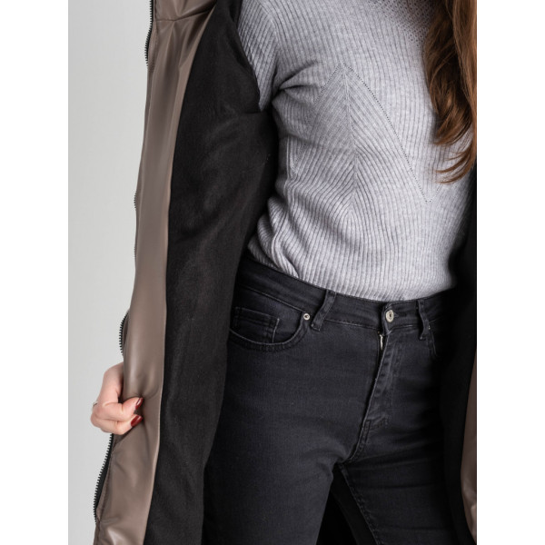 0075-3 МОККО куртка женская удлиненная из экокожи на синтепоне (5'TH AVENUE, 3 ед.размеры: 42.44.46) 5`th Avenue