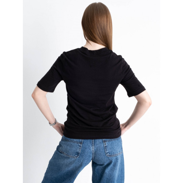 1838-1 черная женская футболка (YOLA, принт, турецкий коттон, 5 ед. размеры норма: S. M. L. XL. 2XL) YOLA