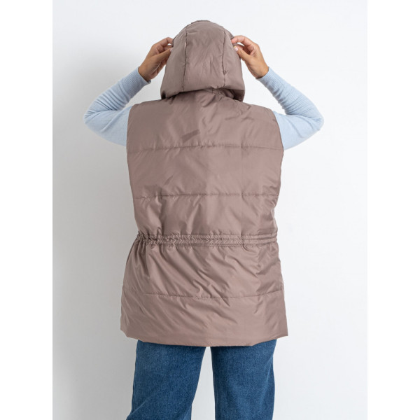 0752-41 мокко женская жилетка (5'TH AVENUE, синтепон, с капюшоном, 3 ед. размеры батал: 54. 56. 58) 5`th Avenue