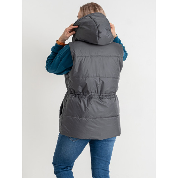 0751-6 серая женская жилетка (5'TH AVENUE, синтепон, капюшон, 3 ед. размеры полубатал: 48. 50. 52) 5`th Avenue