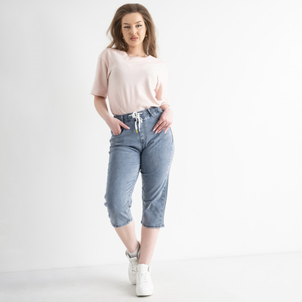 1911-8B4 / голубые женские джинсовые шорты (ЛАСТОЧКА, стрейчевые, 4 ед. размеры полубатал: XL. 2XL. 3XL. 5XL) Шорты