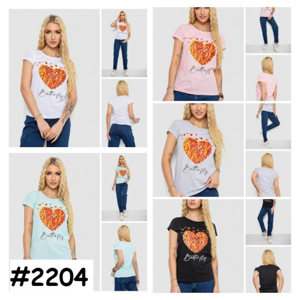 2204# выбор цвета женская футболка (3 ед, размеры норма: S, M, L) выдача на следующий день Футболка