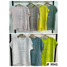 9543# выбор цвета женская футболка (лён, 4 ед, размеры батал: 3XL-6XL) выдача на следующий день Футболка