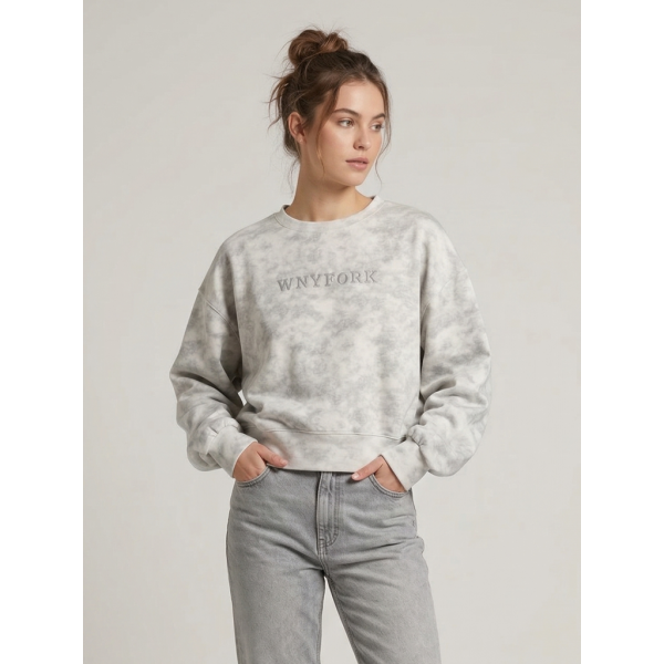 820802-3 светло-бежевый женский свитшот (двухнитка, варка, укороченая, 1 ед, универсальный размер норма : S/L) Свитшот