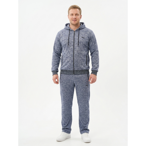 4967-2 синий мужской спортивный костюм (двунитка, кофта на змейке, с капюшоном 4ед, размеры полубатал: 56, 58, 60, 62) Спортивный костюм