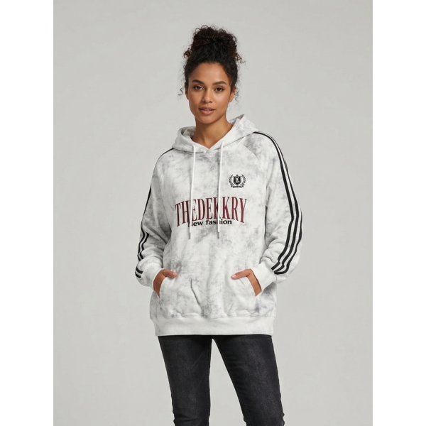 3903-10 белый женский батник (двухнитка, варка, с капюшоном , 1 ед, универсальный размер норма : M/XL) Батник