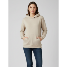 4452-3 світло-бежевий спортивний худі жіночий (тринитка на флісі, з капюшоном, 5 од, розміри норма: 44, 46, 48, 50, 52)