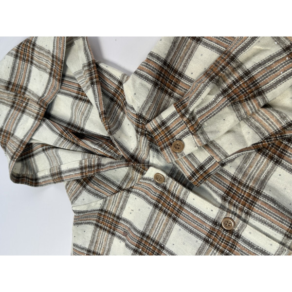 7758-3 бежевая женская рубашка (JJF. с камнями и капюшоном, 4 ед, размеры полубатал: 3XL, 4XL, 5XL, 6XL) JJF