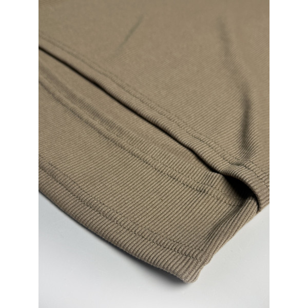 2870-33 бежевый женский кроп-топ ( стрейч коттон, рубчик, с разрезом, 3 ед, размери норма: 44, 46, 48) Кроп-топ