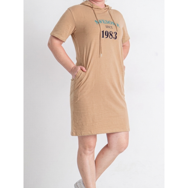 0802-1 микс расцветок женская туника (Nana. капюшон, карманы, 8 ед. универсальный полубатальный размер: 48-52) Nana