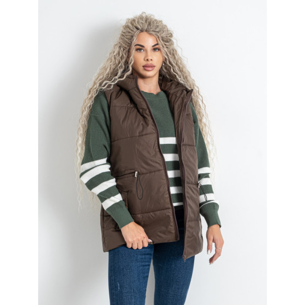 0075-9 коричнева жіноча жилетка (5'TH AVENUE, синтепон, 3 од. розміри норма: 42. 44. 46) 5`th Avenue