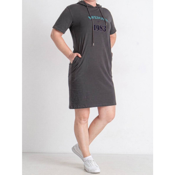 0802-1 микс расцветок женская туника (Nana. капюшон, карманы, 8 ед. универсальный полубатальный размер: 48-52) Nana