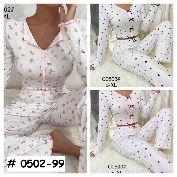 0502-99# выбор цвета женская пижама (рубчик, 5 ед, размеры норма: S-XL) выдача на следующий день Пижама