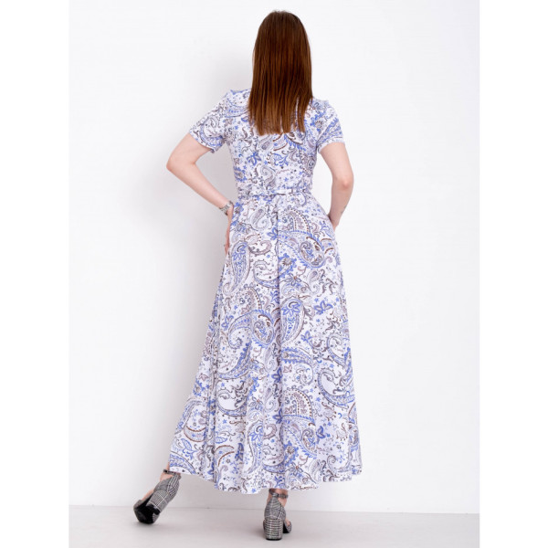 2505 біле з синім жіноче плаття (YOLA, тканина: супер софт, 2 од. розміри норма: S-M. L-XL)