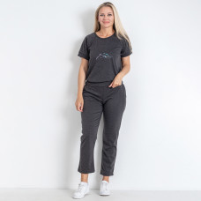 19700-6 темно-сірий жіночий спортивний костюм (SARA, французький трикотаж, 4 од. розміри напівбатал: 46. 48. 50. 52)