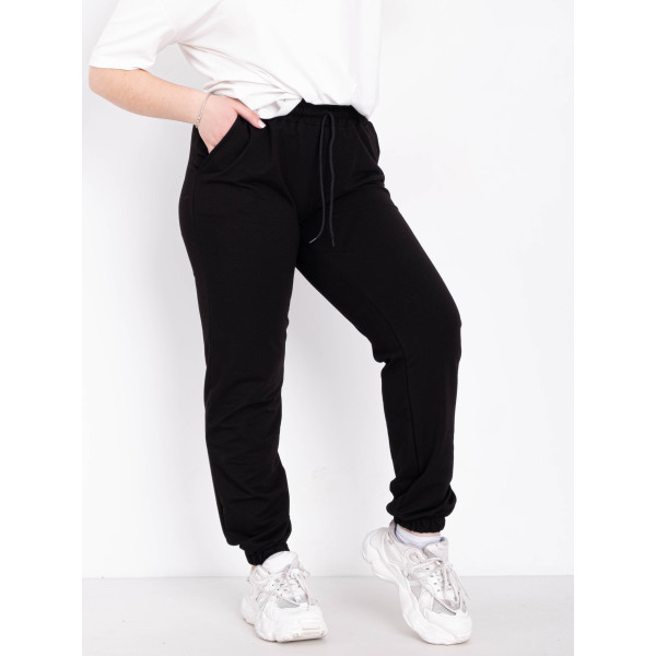 0022-1 чорні жіночі спортивні штани (5`th Avenue, турецька двонитка, 4 од. розміри напівбатал: 50.52.54.56)