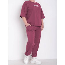 0285-23 фрезовий жіночий спортивний костюм (футболка + штани) (5'TH AVENUE, турецька двонитка, 3 од. розміри батал: 52. 54. 56)