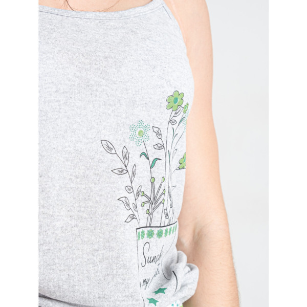 3053-6 сіра жіноча піжама з принтом (майка + шорти) (4 од. розміри норма: M. L. XL. 2XL) партія 3099