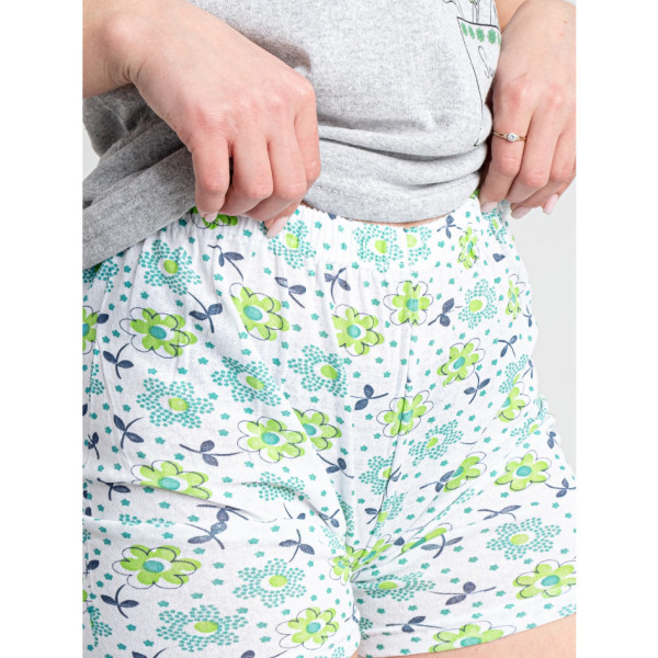 3053-6 сіра жіноча піжама з принтом (майка + шорти) (4 од. розміри норма: M. L. XL. 2XL) партія 3099