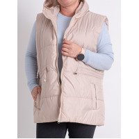 0751-2 бежева жіноча жилетка (5'TH AVENUE, синтепон, з капюшоном, 3 од. розміри напівбатал: 48. 50. 52)
