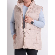 0751-2 бежева жіноча жилетка (5'TH AVENUE, синтепон, з капюшоном, 3 од. розміри напівбатал: 48. 50. 52)
