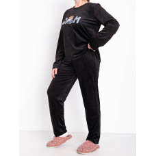 14210-122 чорна жіноча піжама (SARA, велюрова, 2 од. розміри напівбатал: 46/48, 50/52)