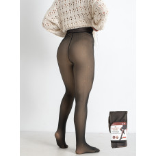 0760-13 зовнішній колір чорний жіночі теплі колготки (ЛАСТІВКА, ЗИМА, 3000 ден, ефект "ДРУГА ШКІРА", бежеве хутро, 3 од. один універсальний розмір норми 42-48)