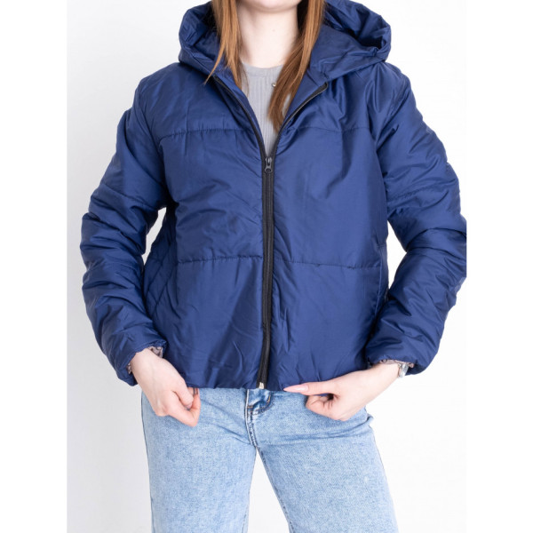 5010-22 ТЕМНО-СИНЯ куртка-зефірка з капюшоном на синтепоні (2 од. розміри: 42/44.46/48)