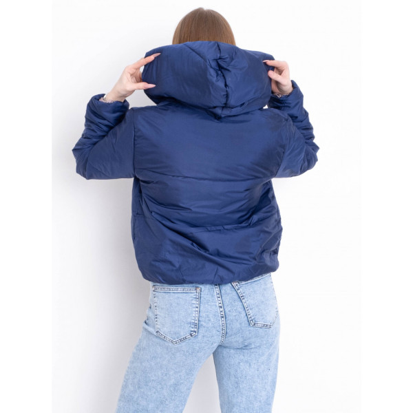 5010-22 ТЕМНО-СИНЯ куртка-зефірка з капюшоном на синтепоні (2 од. розміри: 42/44.46/48)