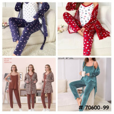 70600-99* вибір моделі жіноча велюрова піжама, трійка піжама+халат (10 од., розміри напівбатал: 50-52-54-56-58 повторюються) видача на наступний день