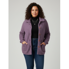 0265-25 світло-фіолетовий жіночий кардиган (вовна альпаки, на ґудзиках, 1 од. універсальний розмір батал: 56-60)