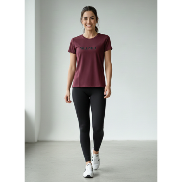 8901-24 бордова жіноча футболка (турецький бавовна, з накаткою, 3 од., розміри норма: S. M. L)