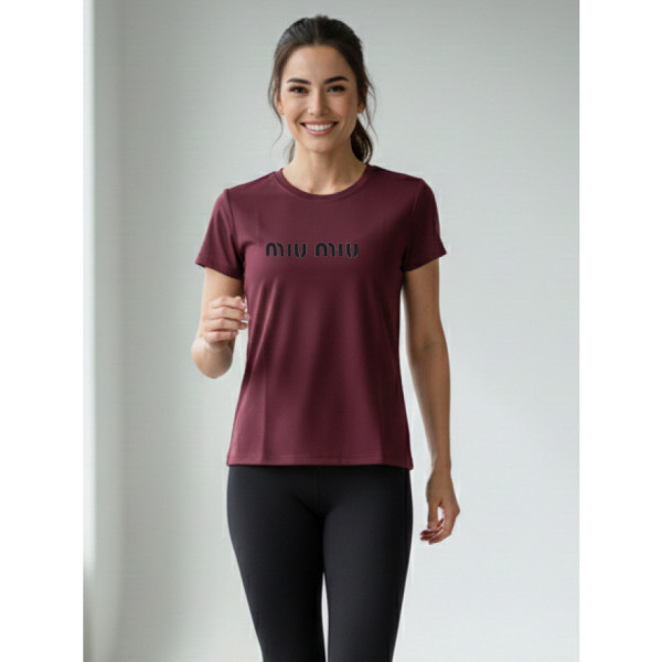 8901-24 бордова жіноча футболка (турецький бавовна, з накаткою, 3 од., розміри норма: S. M. L)