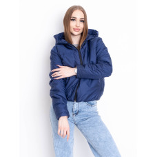 5010-22 ТЕМНО-СИНЯ куртка-зефірка з капюшоном на синтепоні (2 од. розміри: 42/44.46/48)
