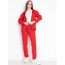 1907-3 ЧЕРВОНИЙ жіночий спортивний костюм з капюшоном трикотаж кукурудза (4 од. розміри: S.М.L.XL)