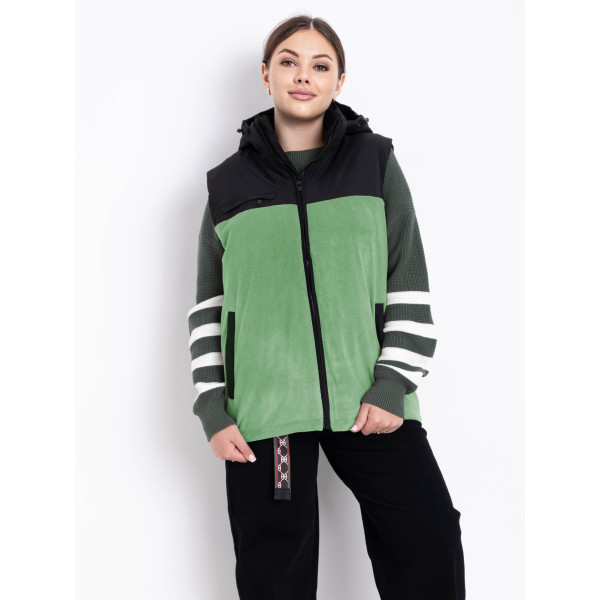 2305-7 зеленая женская жилетка (синтепон, 5 ед. размеры полубатал:L. XL. 2XL. 3XL. 4XL)