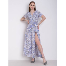 2505 біле з синім жіноче плаття (YOLA, тканина: супер софт, 2 од. розміри норма: S-M. L-XL)